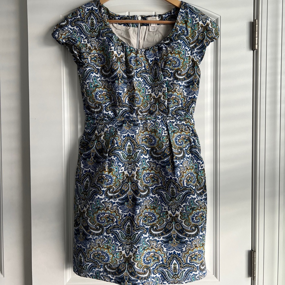J. Crew peacock blue paisley dress
